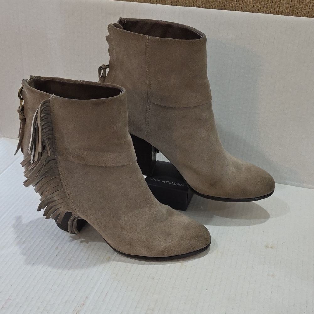 Ash Quick Suede Fringe Women's Ankle Boots - Tan Size 8 - Picture 2 of 9